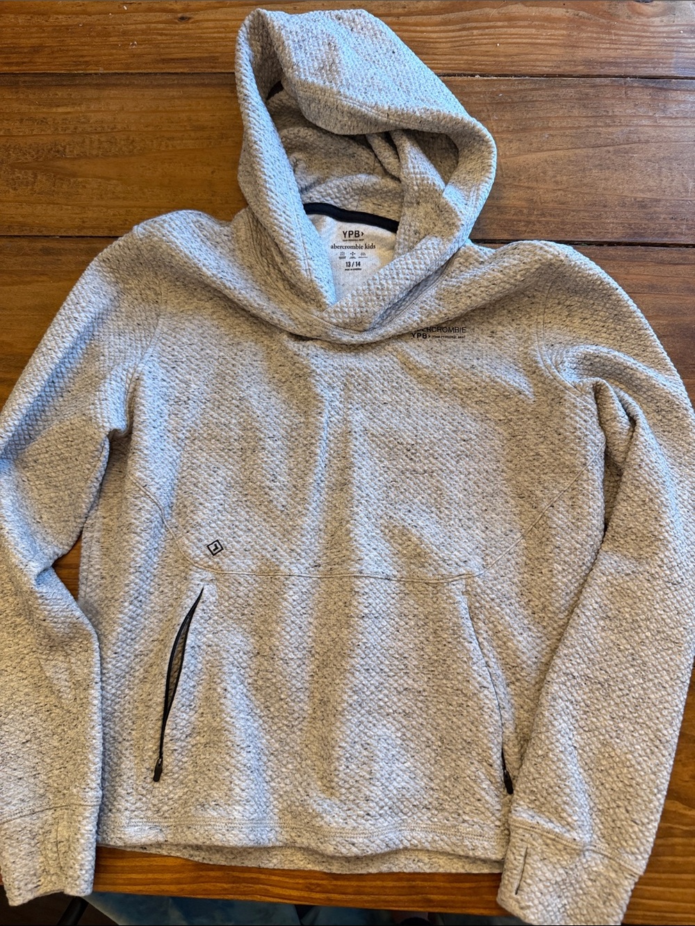 Abercrombie & Fitch Light Gray Textured Hooded Pullover